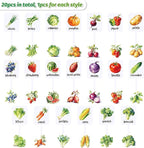 Whaline 20Pcs Acrylic Vegetable Fruit Plant Label Signs Garden Markers 20 Styles Watercolor Vegetable Fruit Waterproof Potted Plant Stake Tags with Names for Nursery Indoor Outdoor Garden Decor