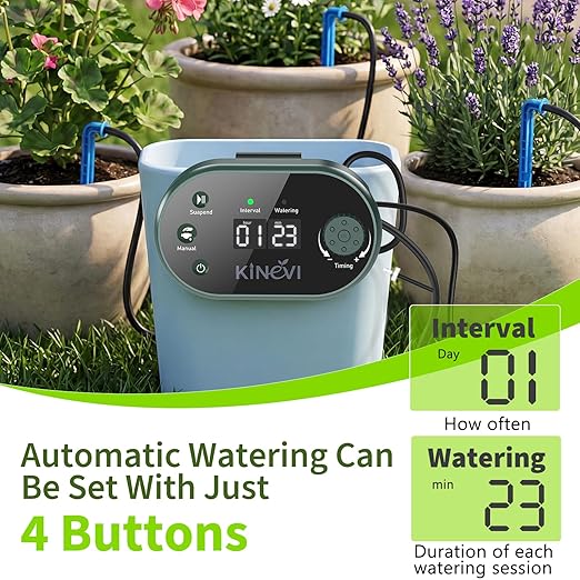 Solar Drip Irrigation System, 8W Powered Auto Watering Kit for 30 Pots, HD LED Display with 22 Timing Modes, Anti-Siphoning & IPX5 Waterproof, Suitable for Outdoor Garden, Balcony & Greenhouse