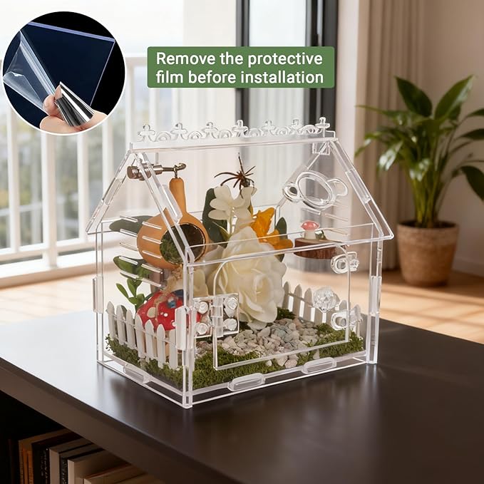 Magnetic Acrylic Spider Enclosure Kit - 5.9"x3.9"x5.1" Escape-Proof Terrarium for Jumping Spiders, Tarantulas & Mantis with Secure Magnetic Door & Ventilation