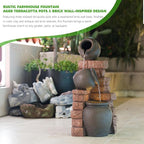 Solarbloom 3-Tier Outdoor Water Fountain with LED Light, Garden Fountain Cascading Waterfall Fountain, Floor-Standing Water Feature for Patios, Porch, Backyards