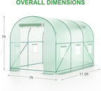 Walk-in Greenhouse, 12x7x7 FT Heavy Duty Tunnel Green House for Outdoors, Portable Green Houses for Outside, Winter Hot House with Metal Frame & Roll-up Zipper Door Screen Windows