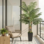 6ft Artificial Palm Tree Indoor Plant，Triple Faux Tropical Areca Floor Plant in Pot，Artificial Plants with Lifelike Leaves for Home Office Decor