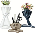 GDYOOSHOW Succulent Pots Statue Decor Crafted Figurines for Home Decor Accents 10.4 inch High, Living Room Bedroom Office Decoration, Buhos Bookself Collection-Plants Not Included (Set of 3)