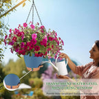 Hanging Planters for Indoor Plants 8 Inch, 2 Pack Hanging Baskets for Plants, Self Watering Hanging Flower Pots with Drainage Hole & 2 Kinds of Plant Hangers for Garden Home Decor (Navy Blue, 8 inch)