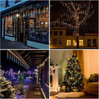 Weepong Meteor Shower Outdoor Christmas Lights 32 Tube 768LEDs Snow Falling Rain Cascading Icicle Light for Christmas Halloween Tree Decorations Wedding Party Garden Decor, UL Plug Multi Color