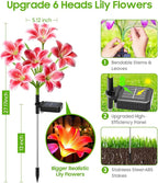 LETMY Solar Garden Lights, 4 Pack Solar Flower Lights with 6 Head Bigger Lily Lights, IP65 Waterproof Solar Lights Outdoor, Decorative Lights for Garden, Patio, Yard, Flower Bed
