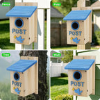 Wooden Bird Houses Bird House for Outside, Blue Wood Mailbox Bird House for Outdoors, Entrance Hole Bird House for Garden Blue Bird Hummingbird Wren Cardinal Swallow Sparrow Finch