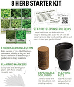 8 Herb Seed Starter Kit – Grow a Variety of Fresh Culinary Herbs – Non-GMO Heirloom Seeds, Complete Indoor & Outdoor Grow Kit, Perfect for Home Gardens & Cooking