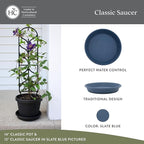 The HC Companies Flower Pot Saucers - Plastic Plant Saucer for Outdoors & Indoors - Traditional Design Plant Pot Trays for Water Drainage - Durable & Stylish Round Plant Tray (12-inch Slate Blue)