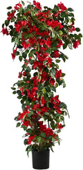 Artificial Bougainvillea Tree -6FT Faux Bougainvillea Tree with Realistic Flowers, Tall Fake Flower Tree for Indoor or Outdoor Decor, Silk Floral Plant for Living Room, Porch, Garden (Red)