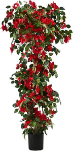 Artificial Bougainvillea Tree -6FT Faux Bougainvillea Tree with Realistic Flowers, Tall Fake Flower Tree for Indoor or Outdoor Decor, Silk Floral Plant for Living Room, Porch, Garden (Red)