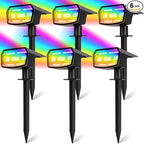 Sucolite 6-Pack Solar Spot Lights Outdoor Waterproof IP65, 9 Lighting Modes 2-in-1 Solar Landscape Spotlights for Yard, 59 LED Solar Powered Wall Lights for Garden Pathway Driveway Walkway, Multicolor