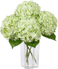 DuHouse 4Pcs Large Hydrangea Artificial Flowers,20 inch Latex Real Touch Hydrangeas Lifelike Hydrangea Flower for Home Wedding Bouquets Centerpieces Party Living Room Decoration(Light Green)