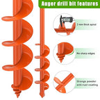 Insaga Garden Auger Drill Bit for Planting, Drill Augers for Digging Holes, Auger Post Hole Digger fits 3/8'' Hex Drive Drill, Perfect for Planting Bulbs and Potted Plants (1.6''x16''+3.5''x16'')