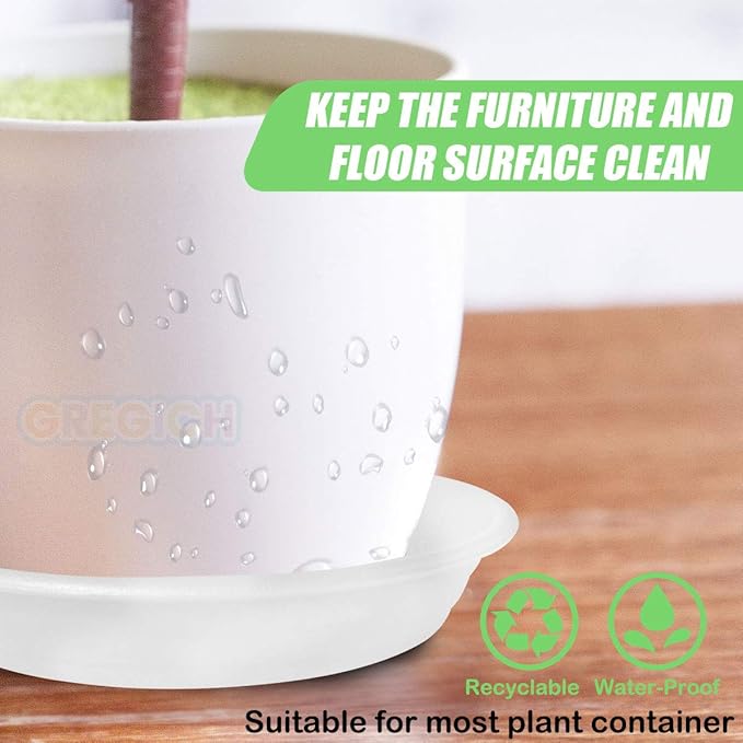 5.8" (4.5" at Base) White Plastic Plant Saucer, 6 Pack Single Size, Strong Plant Water Catcher Tray for Potted Plant Planter Plate Dish Pan Flower Pot Drip Tray for Indoors Outdoor