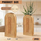 2 Pack Wooden Wall Vase Set, Hanging Planter For Indoor Plants & Flowers, Brown Finish Modern Farmhouse & Wall Decor For Entryway For Living Room Bedroom Bathroom Patio