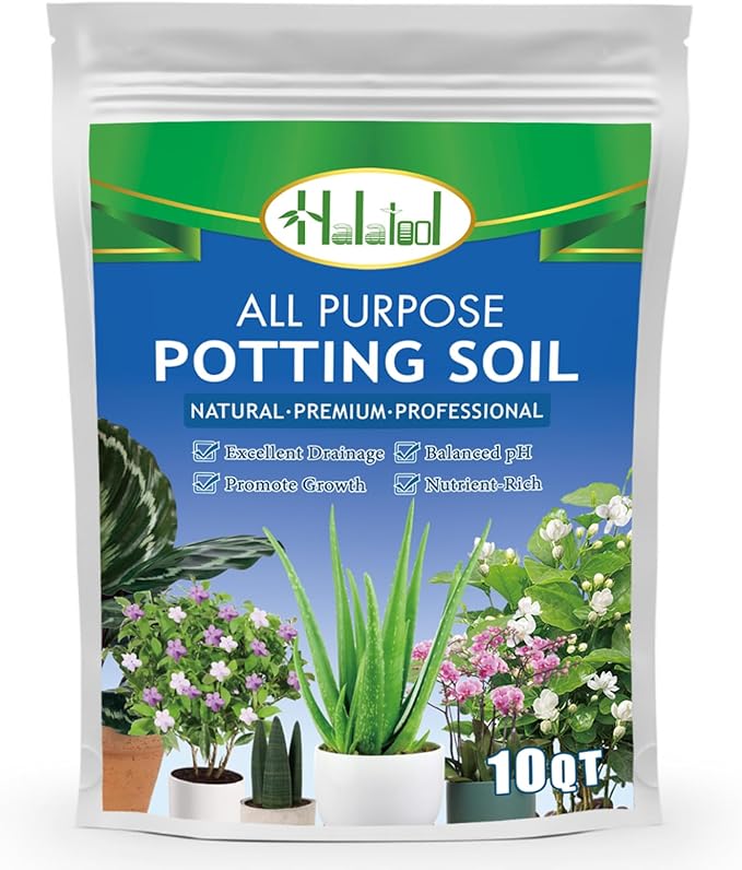 Halatool 10QT Indoor Potting Soil for Plants Orchid Potting Mix Garden Top Succulent Bonsai Soil for Aloe Vera Houseplants Flowers Vegetables & Herbs