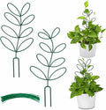 AUGSUN 2 Packs Plant Trellis Garden Trellis Plant Stakes Trellis for Climbing Plants Indoor Plants Metal Leaf Shape Plant Support for Houseplants with 50 Ties Plant Lover Gift (Green)