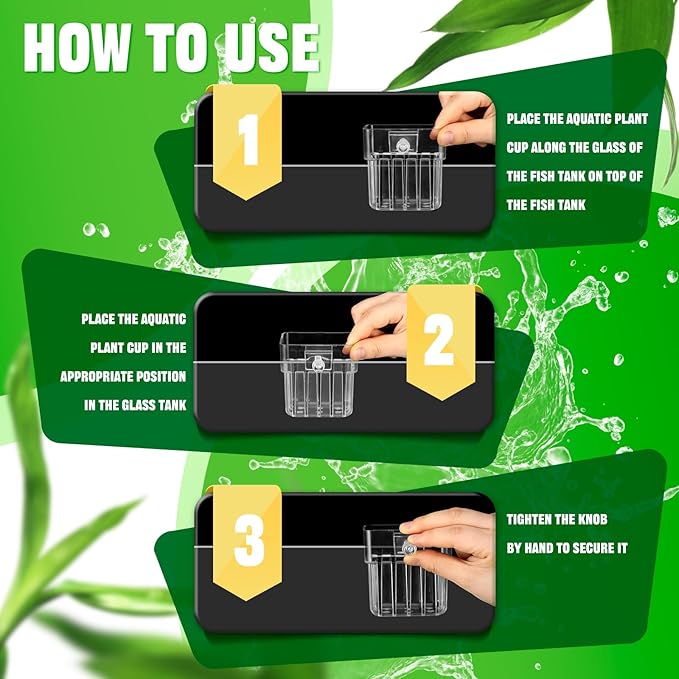 Dandat 8 Pcs Clear Acrylic Aquarium Plant Holder with Hooks Top Aquarium Plant Hanging Fish Tank Cup Pots Aquascape Decoration for Aquaponic Cultivation Water Feature Decoration