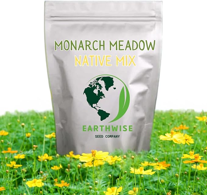 Earthwise Monarch Meadow Native Wildflower Seed Mix – Monarch Magnet, Pollinator Friendly, Colorful Blooms, Drought Tolerant, Organic, Chemical-Free, Pet Safe – Covers Up to 150 sq ft, 1 oz