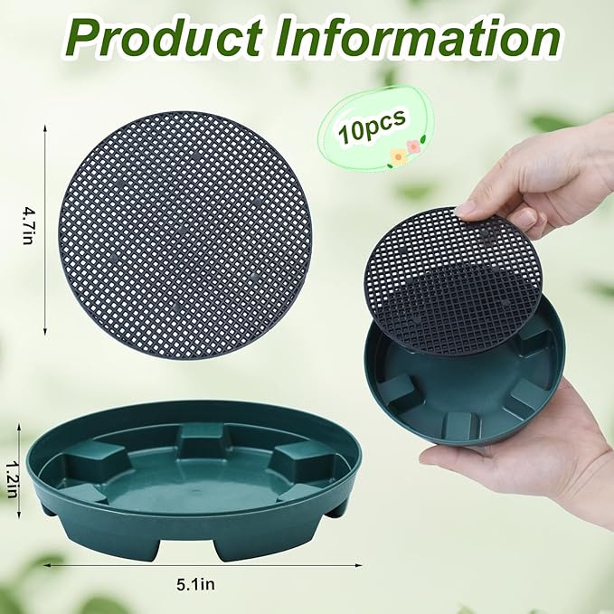 10 Set Invisble Hanging Basket Insert 5.1”Hang Basket Drip Pan Invisble Self Watering Planter Insert Plant Saucers Tray Plastic Water Catcher Tray Plant Auto Watering Devices For Hanging Basket