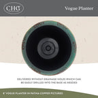 Classic Home and Garden Vogue Planter Pots w/Pottery Quality Finish - Modern Indoor & Outdoor Flower Pots - UV-Resistant Porch Planters - Decorative Pot for Flowers & Herbs (8” Weathered Copper)