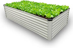GARDMAX 8x4x2FT Galvanized Raised Garden Bed Kit, Metal Planter Boxes Outdoor with Easy Assembly, Large Garden Bed for Vegetables, Fruits, Flower, Herbs Rectangle Milk White