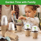 Baxrou 36 Set 3.15 Inch Peat Pots Plant Starters for Seedling with Humidity Dome,Herb Seed Starter Pots Kits, Garden Germination Nursery Pot wit 36 Plant Labels, 2 Transplant Tools.