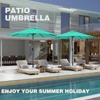 AreShark 9 FT Patio Umbrella for Outdoor, Outdoor Table Umbrella with Push Button Tilt and Crank, Outdoor Patio Umbrellas with 8 Sturdy Ribs for Market, Garden, Pool (Peacock Blue)