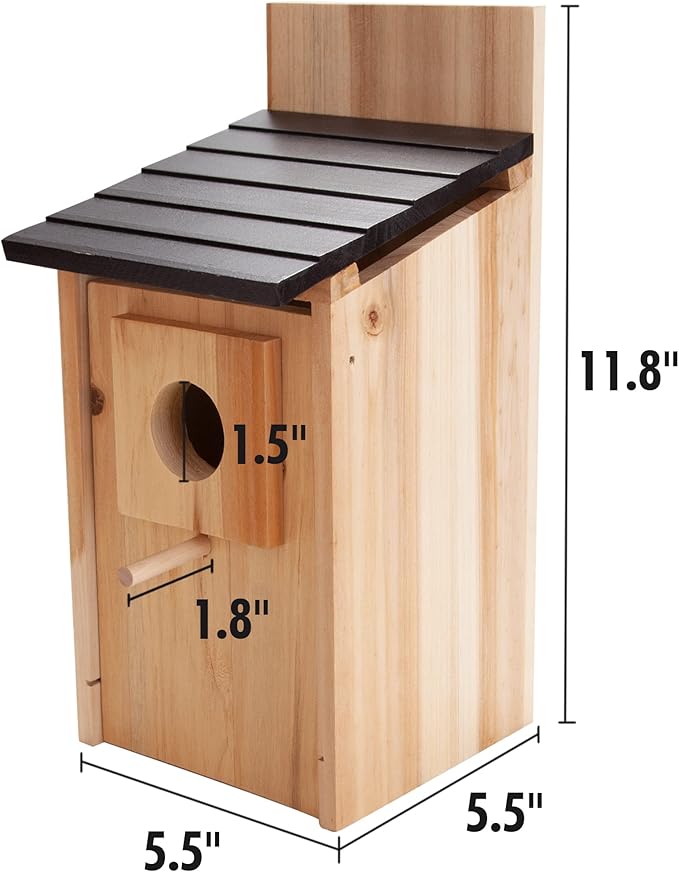 CARTMAN 0.5 Inch Thick Blue Bird Box House, Wood Bird Houses for Outside, Hummingbird House for Outside Clearance Garden Country Cottages, 2PK