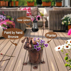 Solar Lights Outdoor with Planter Pot,Metal Dog Solar Lamp Post with Planter Base Outdoor Decorative for Yard,Porch,Patio,Floor Light with Garden Pots