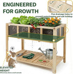 Raised Garden Bed Outdoor with Shelf, 43.7''x23.2''x30.7''Wood Planter Box with Transparent Window, Drainage Holes, Liner, Garden Beds Flower Stand for Balcony Kitchen, Gift for Gardening
