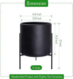 D'vine Dev Modern Black Plants Pot Cylinder Planter with Heavy Duty Stand, X-Large 14 Inch Pot, 19.6 Inch with Stand Height, 96-T-B-4