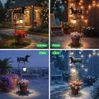 Solar Floor Lamp with Plant Stand Outdoor,Metal Dachshund Dog Garden Decorations,Solar Lanterns Outdoor Front Porch Decor for Deck,Patio,Yard