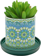 Yukfona Ceramic Plant Saucer Pot Tray 12 Inch, Planter Saucers 4 5 6 7 8 9 10 11 12 13 Inch for Indoors Outdoor, Durable Sturdy Flower Drainage drip Water Tray for Glazed Pots Base (12.7 Inch-Green)