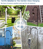 Artigarden 92 Inch Outdoor Shepherd Hooks with 5 Pronger Base (2 Packs), Adjustable Heavy Duty Garden Hanging Stand Holder for Bird Feeders Lanterns Planter Hanger, Matte Black