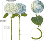 ZYTUYO 2PCS White & 2PCS 20" Light Blue Hydrangea Artificial Flowers Real Touch Faux Hydrangeas with Long Stem for Spring Home Decor Baby Shower Floral Arrangement Kitchen Party Wedding Xmas Decor
