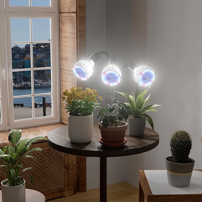 GooingTop Grow Light,24W (160Watts Equiv) 5000K White Full Spectrum LED Growing Lamp Clip on Desk for Indoor Plants,Bulbs Replaceable & Non-dimmable (Black, 240W)