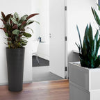 Worth 2 Pack 28" Tall Narrow Metal Planter with Inside Pot for Indoors or Outdoors, Deck, Patio or Front Porch, Hand-Hammered Texture, Black