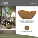 Classic Home and Garden Arc Unique Planter Bowl w/Drain Plug - UV Resistant Shallow Planter - Modern Plant Pot for Herbs (12.5” Georgia Clay)