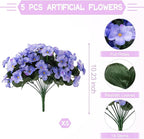 INXUGAO Artificial Flowers for Outdoors Decoration, 5 Bundles Faux Hydrangea UV Resistant Fake Arrangements Plants for Indoor Outside Garden Front Porch Spring Summer Decor, Blue