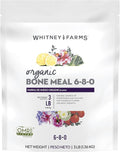 Whitney Farms Organic Bone Meal 6-8-0 - Phosphorus Plant Fertilizer for Root Growth in Bulbs, Roses, Flowers, Vegetables, and Shrubs, 3 lb.