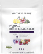 Whitney Farms Organic Bone Meal 6-8-0 - Phosphorus Plant Fertilizer for Root Growth in Bulbs, Roses, Flowers, Vegetables, and Shrubs, 3 lb.