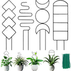 4 Packs Trellis for Climbing Plants Indoor, HENABLE Small Garden Metal Trellis for Potted Plants Outdoor for Vine Ivy Flower Plant Support, 4 Different Black Iron Patterns