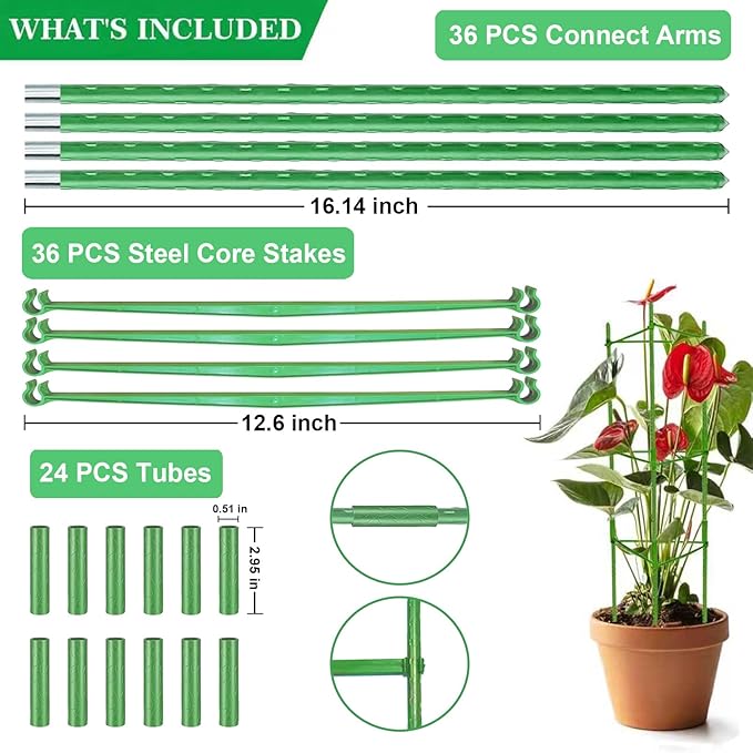 4Pack Tomato Cage for Garden Plant Support, Up to 48inch Garden Stakes Tomato Cage, Tomato Trellis for Potted Plants, Tomato Cages Plant Stakes Trellis for Climbing Plants Vegetables Flowers
