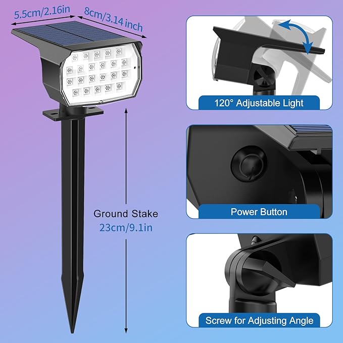 Tadyreal Solar Color Changing Spot Lights Outdoor Waterproof Colored RGB Solar Powered Landscape Lights for Yard 7 Lighting Modes Multicolor Solar Spotlights for Pathway Garden Outside (10 Pack)