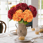 Leftover 3 Pcs Fall Hydrangea Artificial Flowers,21" Real Touch Faux Hydrangea Flowers and 3 PCS Butterflies Fall Hydrangea Stems,Fall Floral Arrangement Centerpiece Table,Wedding,Home Decor