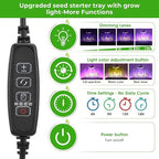 Seed Starter Tray with Grow Light, 6pcs Seed Starter Kits with Light and Humidity Domes, Timing Controller & Adjustable Brightness & 3 Light Mode, Indoor Seedling Starter Plant Germination Trays