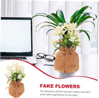 Realistic Potted Faux Phalaenopsis Orchid Flower Lifelike Artificial Bonsai for Living Office Bedroom Decoration No Maintenance Home Table Centerpiece