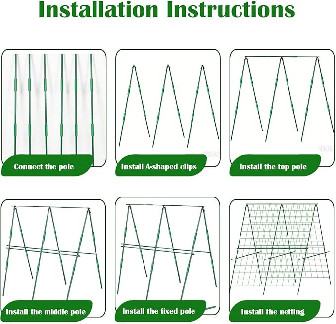 Cucumber Trellis, A-Frame Sturdy Garden Trellis for Raised Bed, Plant Support for Climbing, Plant Trellis for Bean Pea Rose Vine Plants, Plant Grow Support for Outdoor Raised Bed